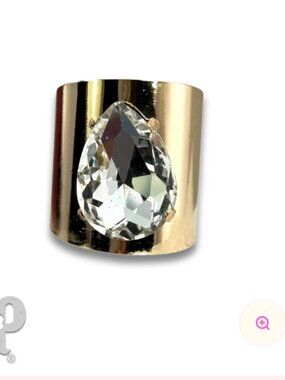 Rhinestone Teardrop Ring - Clear